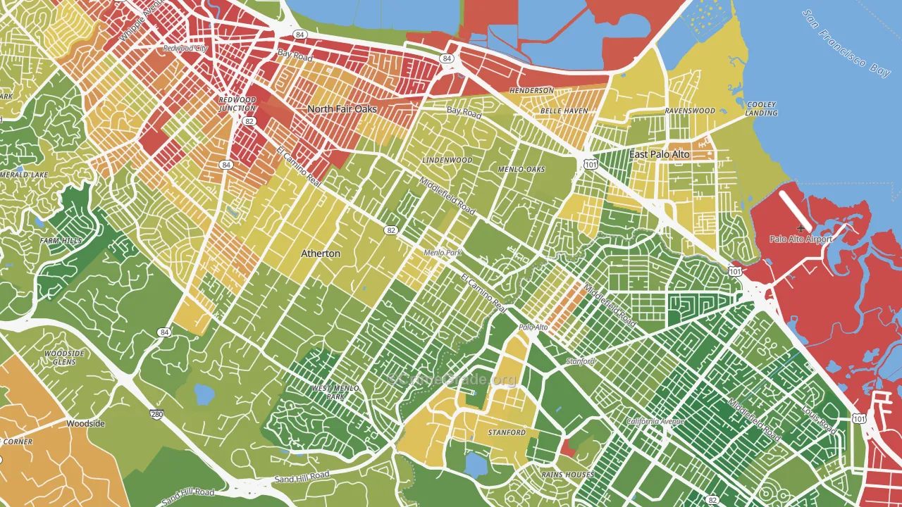 94025, CA Map of Vehicle Theft Rates