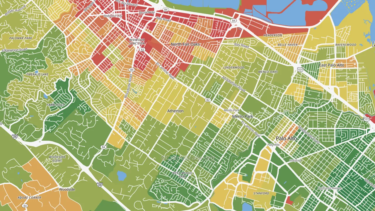 94027, CA Map of Vehicle Theft Rates