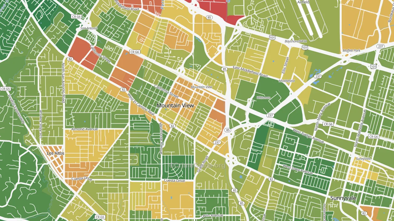 94041, CA Map of Vehicle Theft Rates