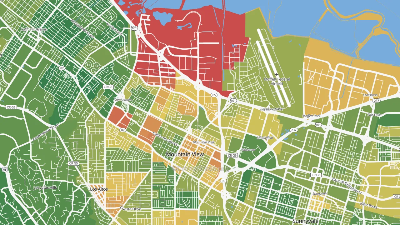 94043, CA Map of Vehicle Theft Rates