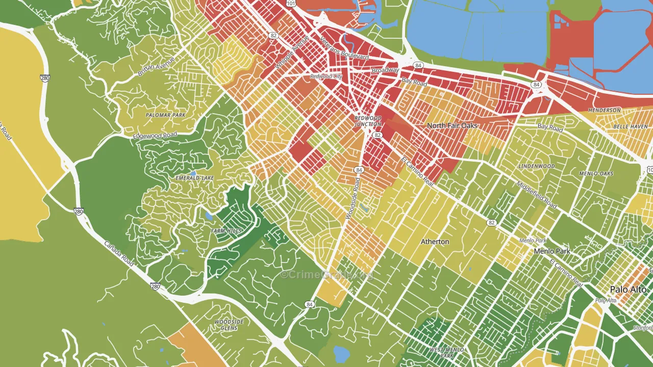 94061, CA Map of Vehicle Theft Rates