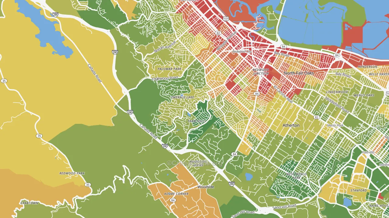 94062, CA Map of Vehicle Theft Rates