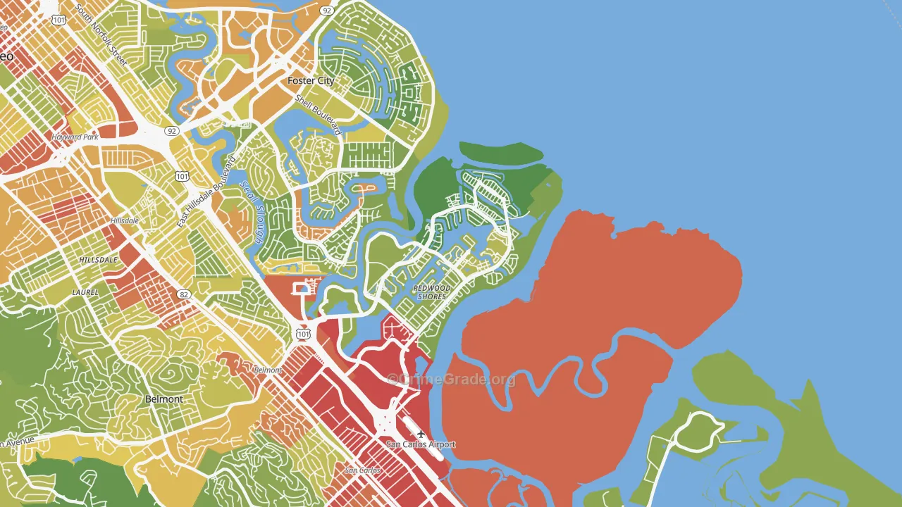 94065, CA Map of Vehicle Theft Rates