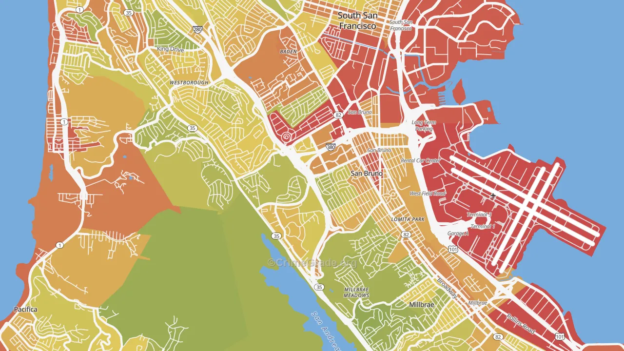94066, CA Map of Vehicle Theft Rates