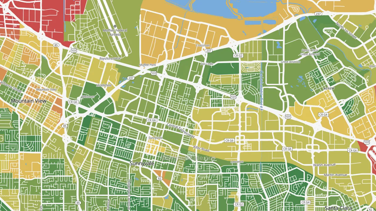 94085, CA Map of Vehicle Theft Rates