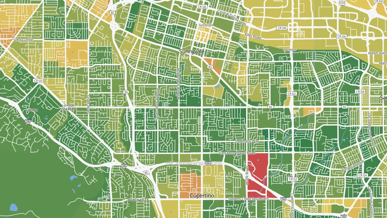94087, CA Map of Vehicle Theft Rates