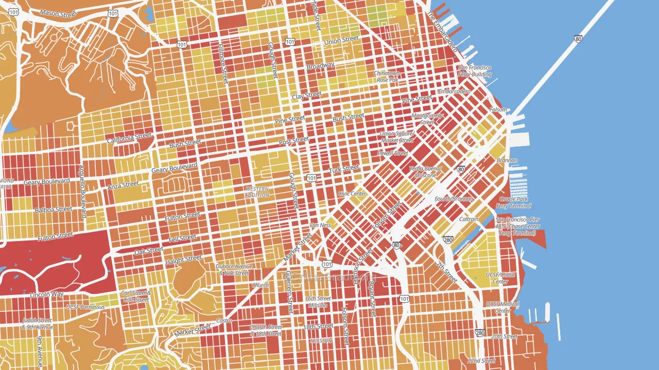 94102, CA Map of Vehicle Theft Rates