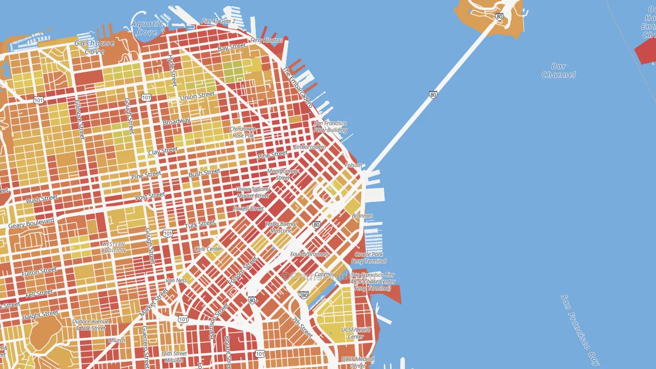 94105, CA Map of Vehicle Theft Rates