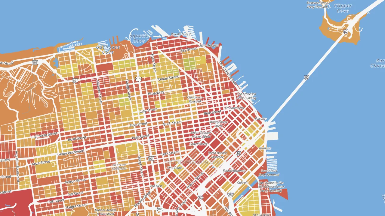 94108, CA Map of Vehicle Theft Rates