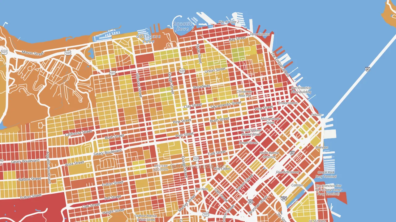 94109, CA Map of Vehicle Theft Rates