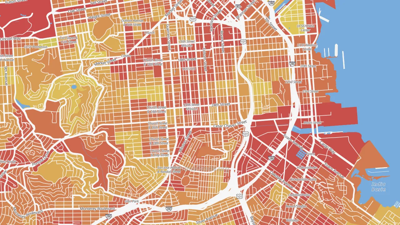 94110, CA Map of Vehicle Theft Rates