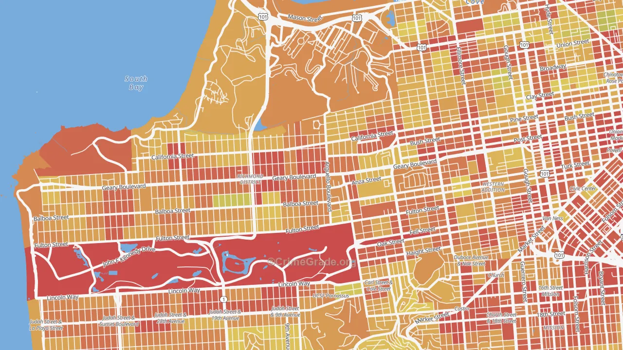94118, CA Map of Vehicle Theft Rates