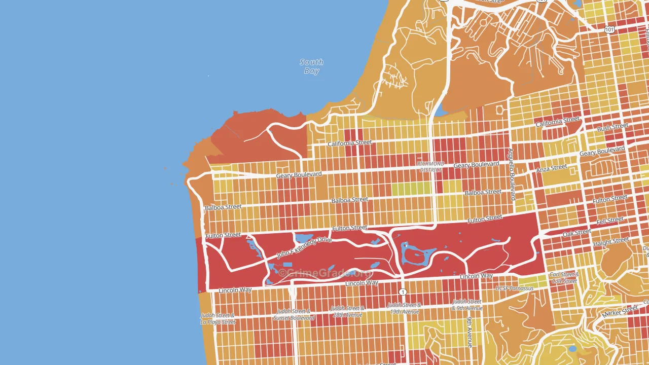 94121, CA Map of Vehicle Theft Rates