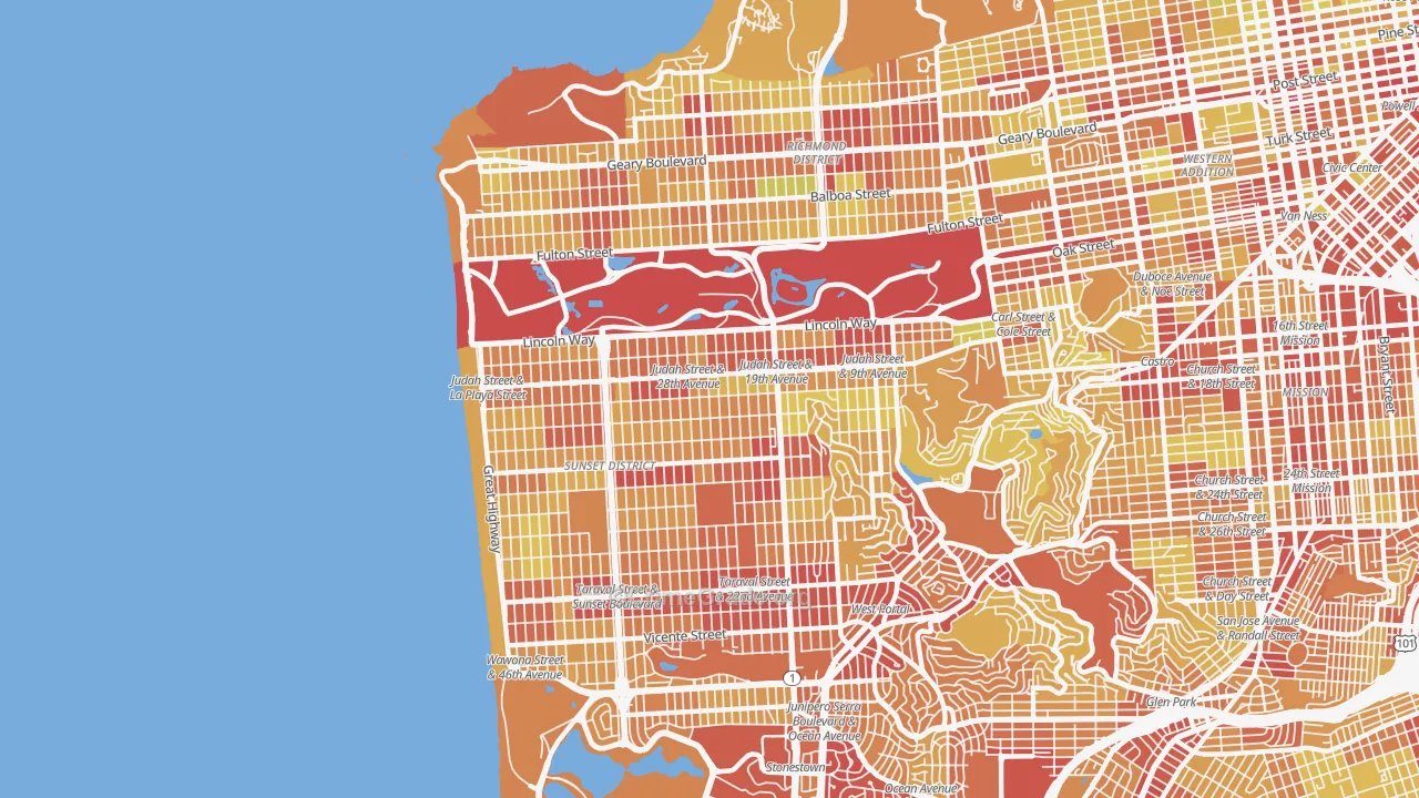 94122, CA Map of Vehicle Theft Rates