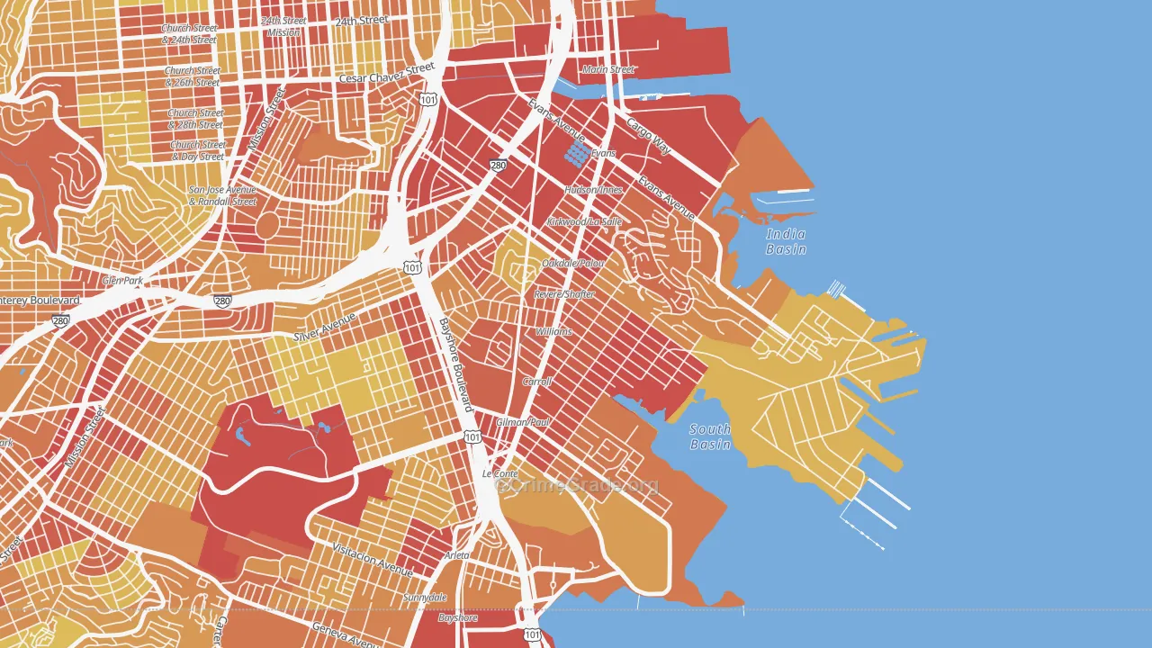 94124, CA Map of Vehicle Theft Rates