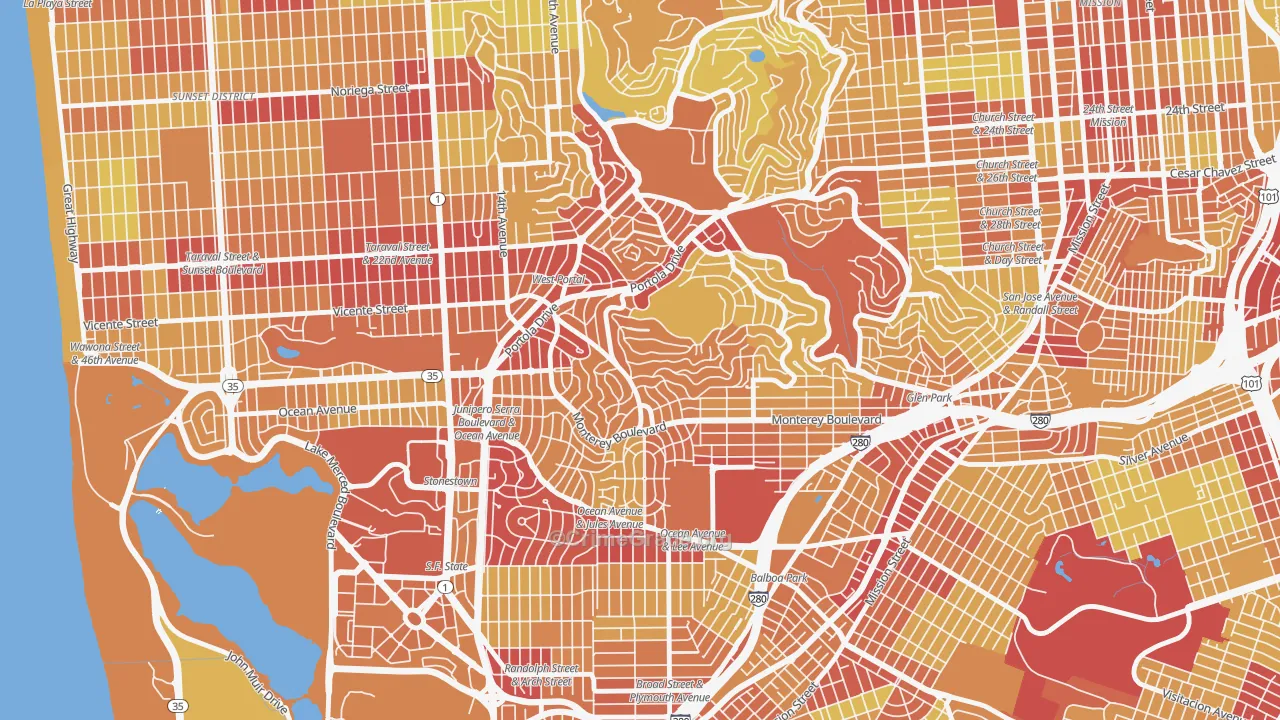 94127, CA Map of Vehicle Theft Rates