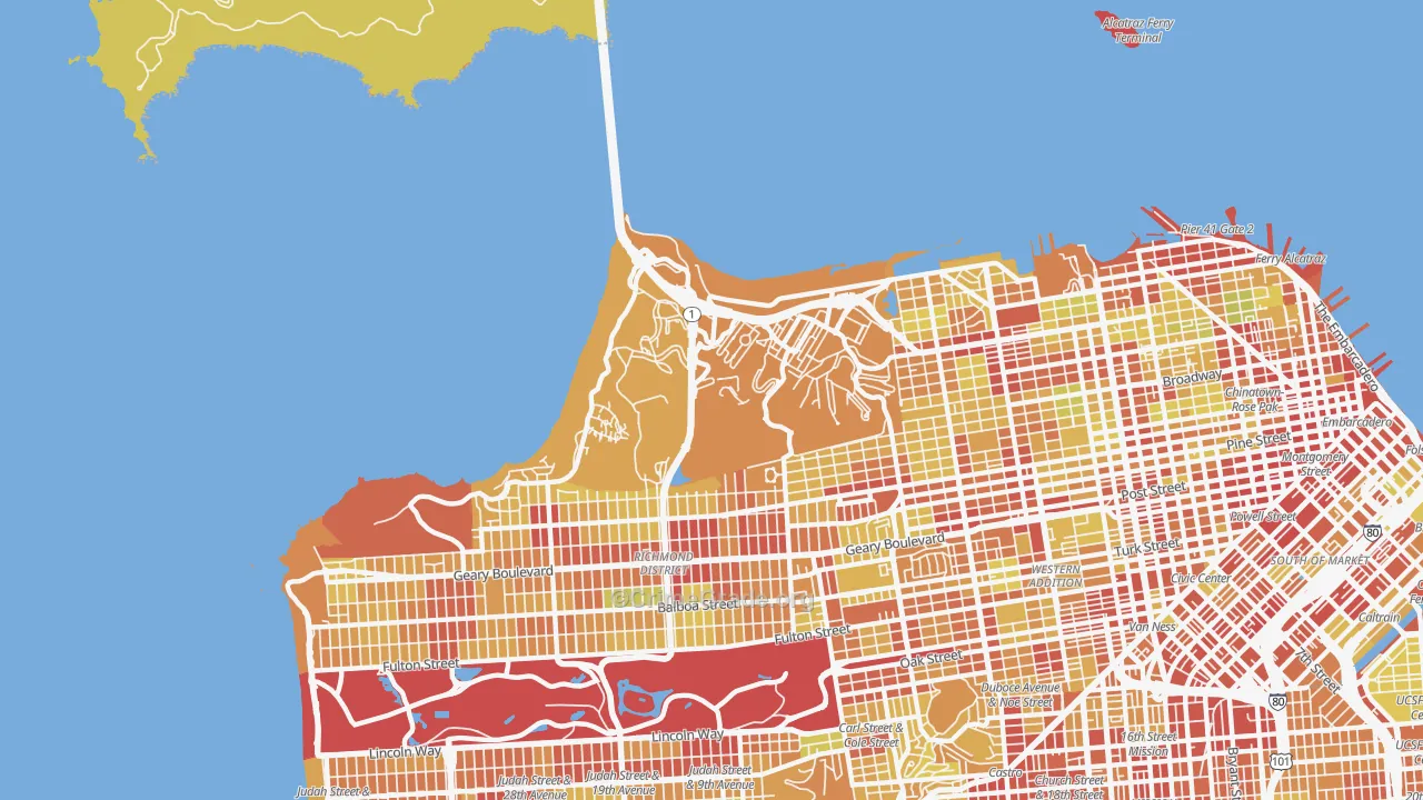 94129, CA Map of Vehicle Theft Rates
