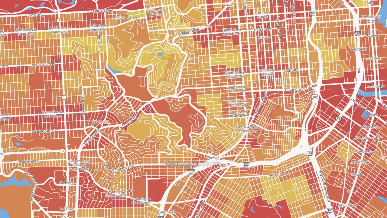 94131, CA Map of Vehicle Theft Rates