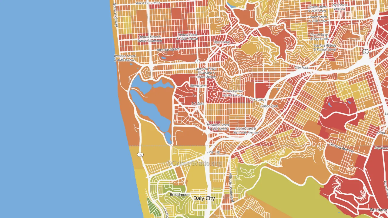 94132, CA Map of Vehicle Theft Rates