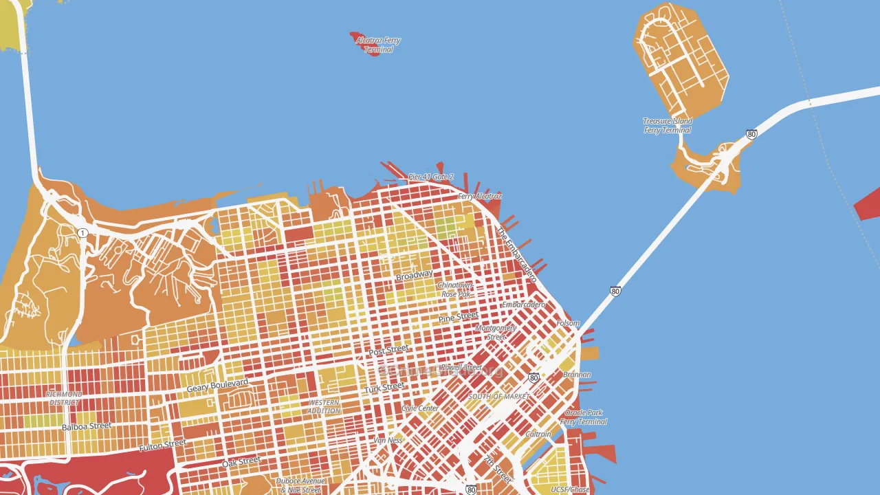 94133, CA Map of Vehicle Theft Rates