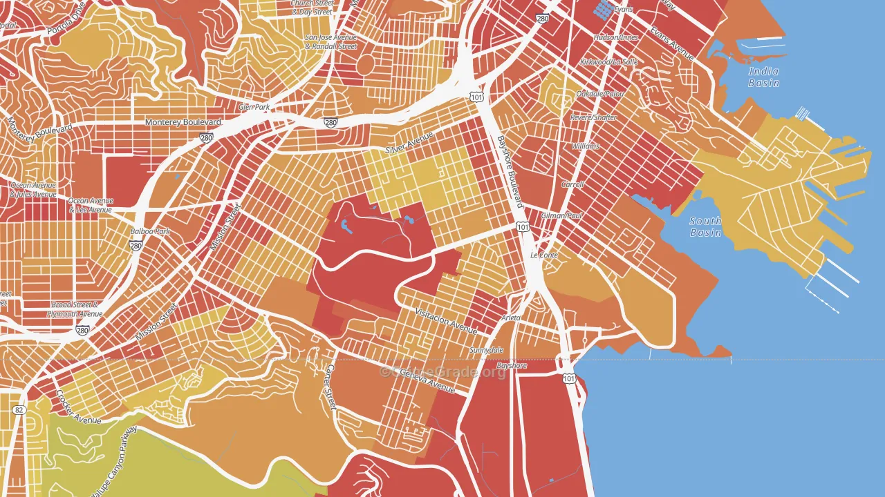 94134, CA Map of Vehicle Theft Rates