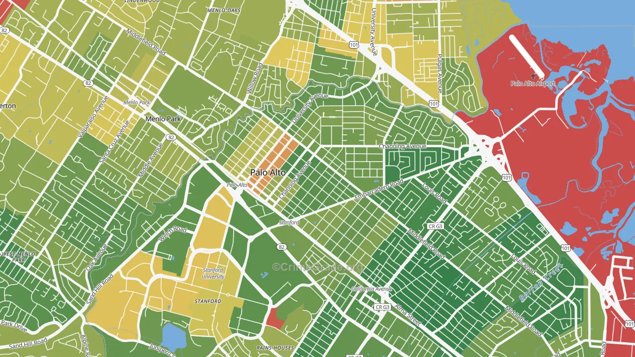 94301, CA Map of Vehicle Theft Rates
