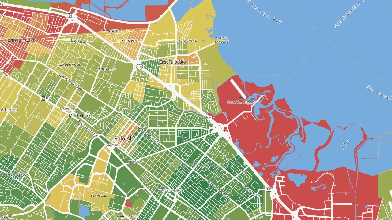 94303, CA Map of Vehicle Theft Rates