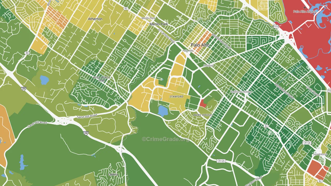 94304, CA Map of Vehicle Theft Rates