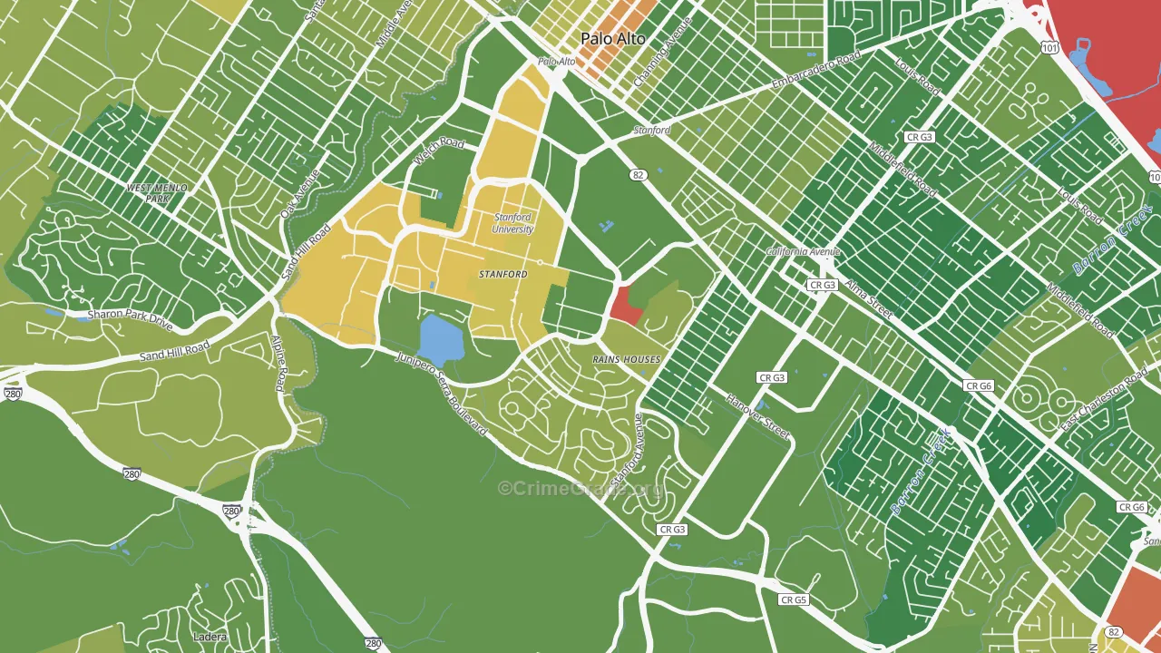 94305, CA Map of Vehicle Theft Rates
