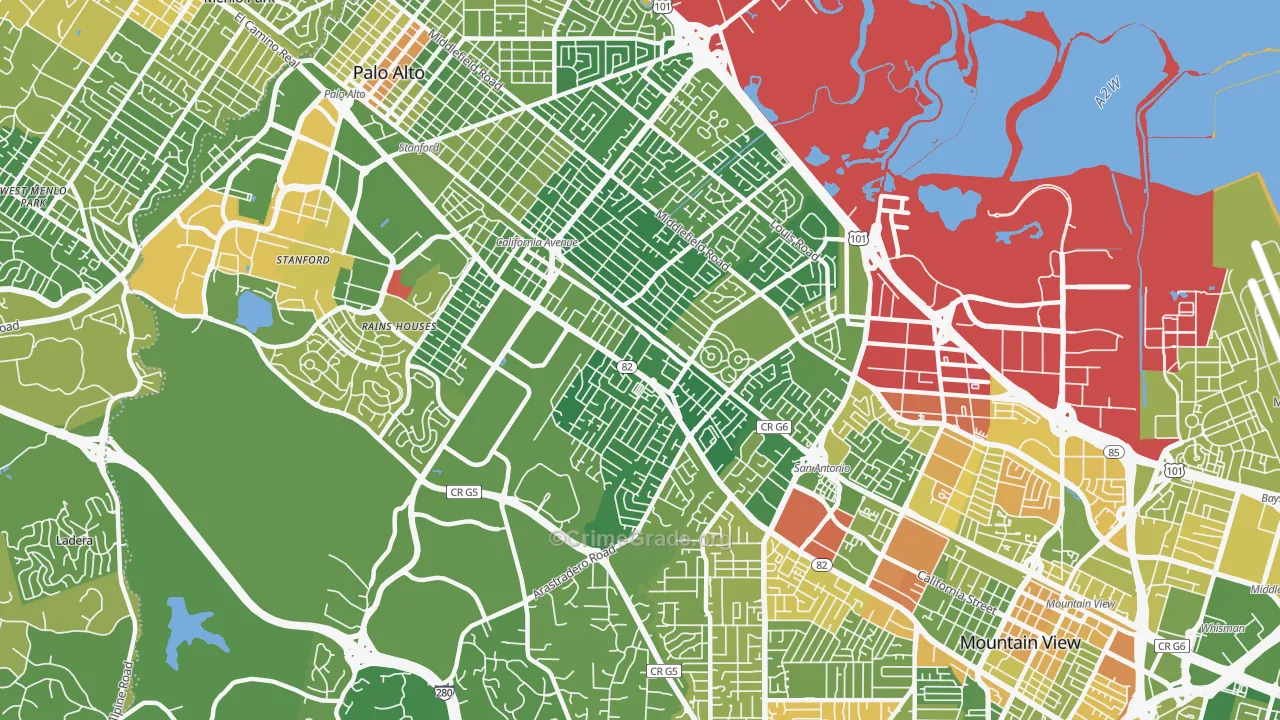 94306, CA Map of Vehicle Theft Rates
