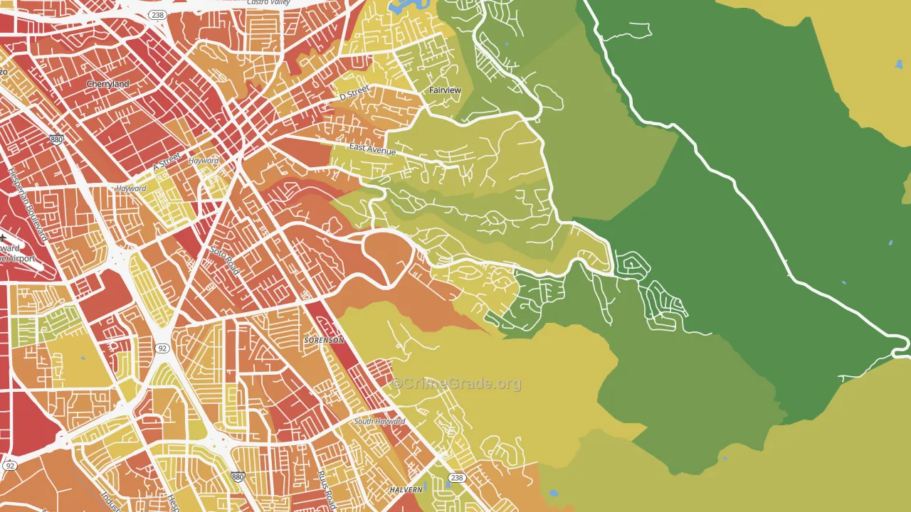 94542, CA Map of Vehicle Theft Rates
