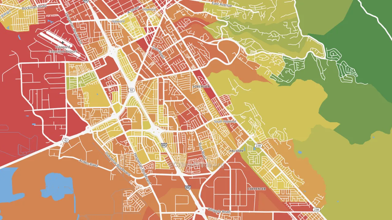 94544, CA Map of Vehicle Theft Rates