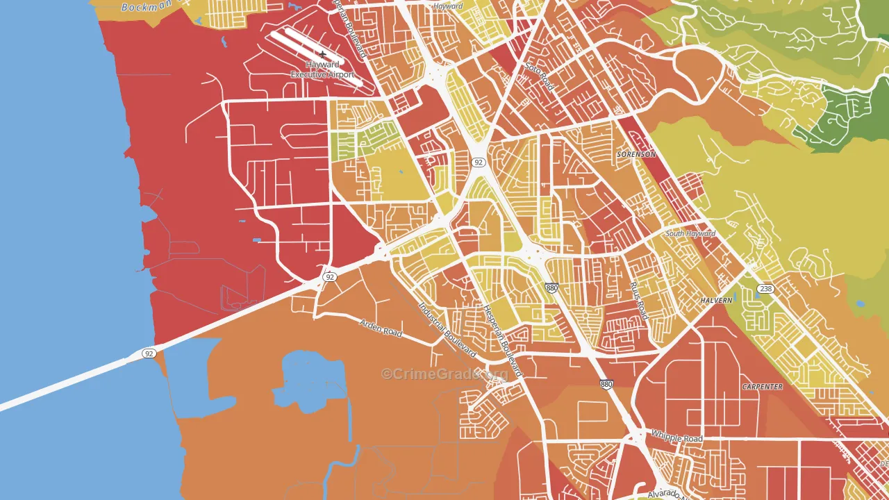 94545, CA Map of Vehicle Theft Rates
