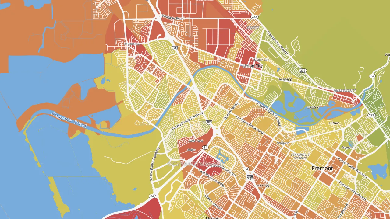 94555, CA Map of Vehicle Theft Rates