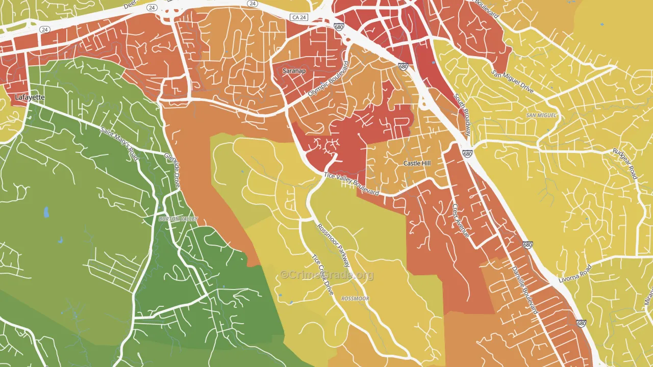 94595, CA Map of Vehicle Theft Rates
