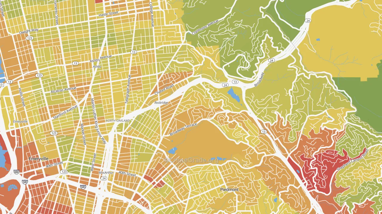 94618, CA Map of Vehicle Theft Rates