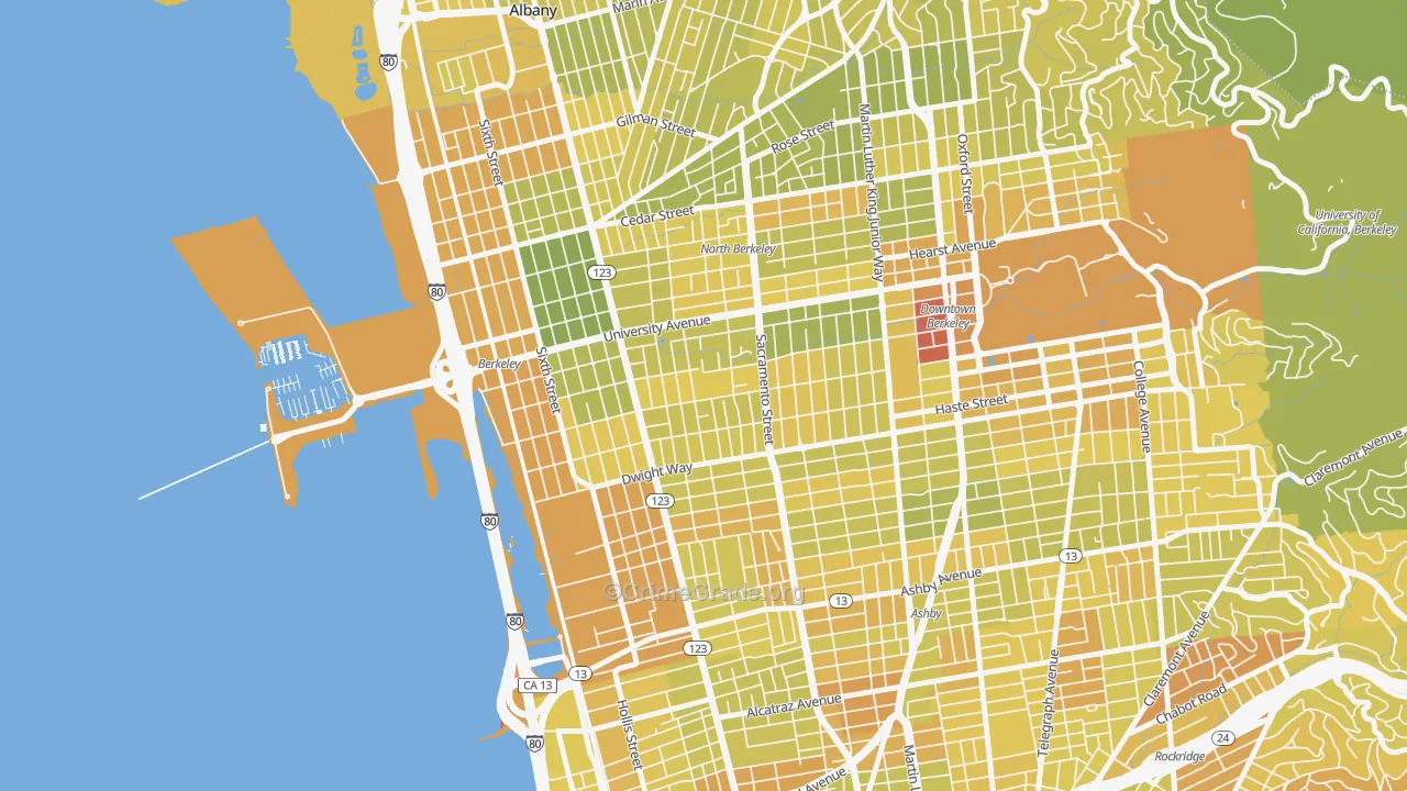 94702, CA Map of Vehicle Theft Rates