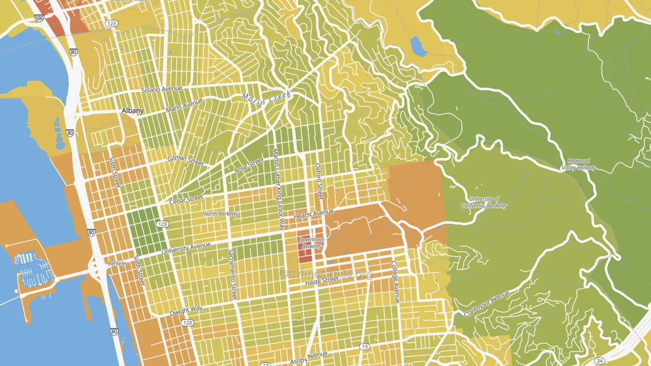 94709, CA Map of Vehicle Theft Rates