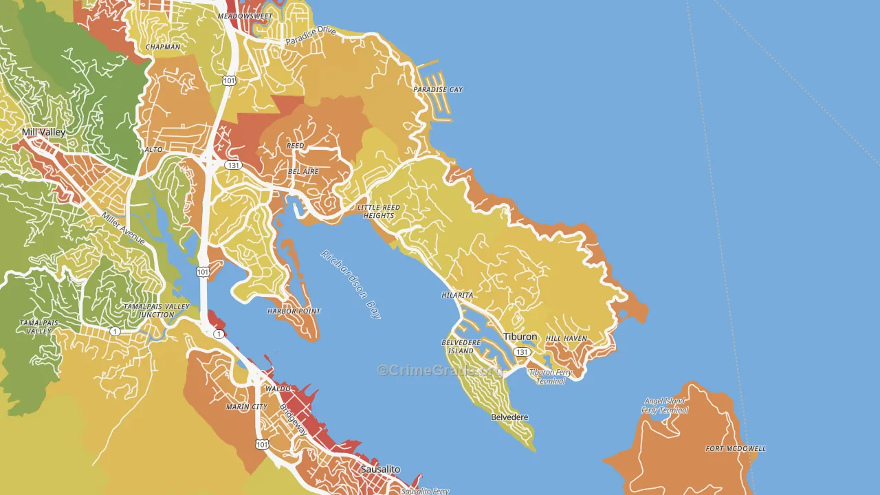94920, CA Map of Vehicle Theft Rates