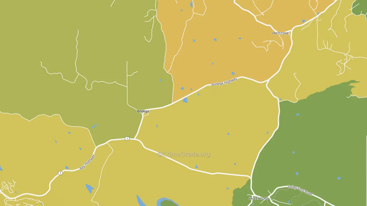 94922, CA Map of Vehicle Theft Rates