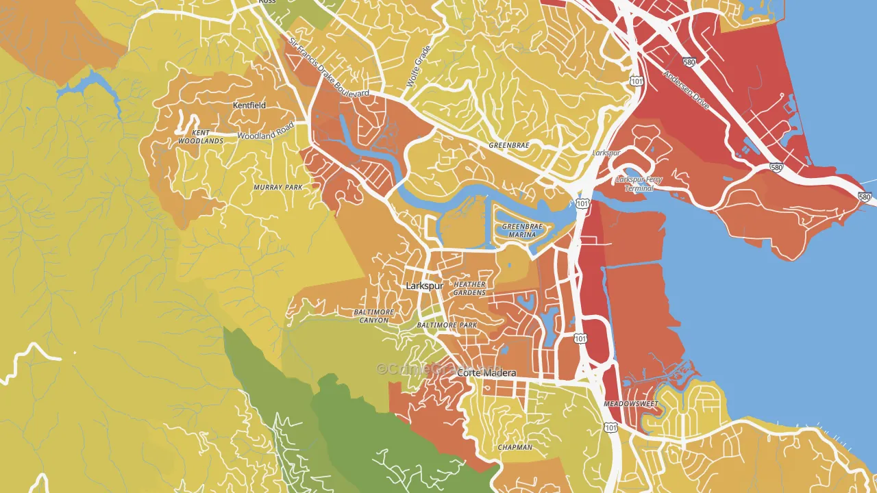 94939, CA Map of Vehicle Theft Rates