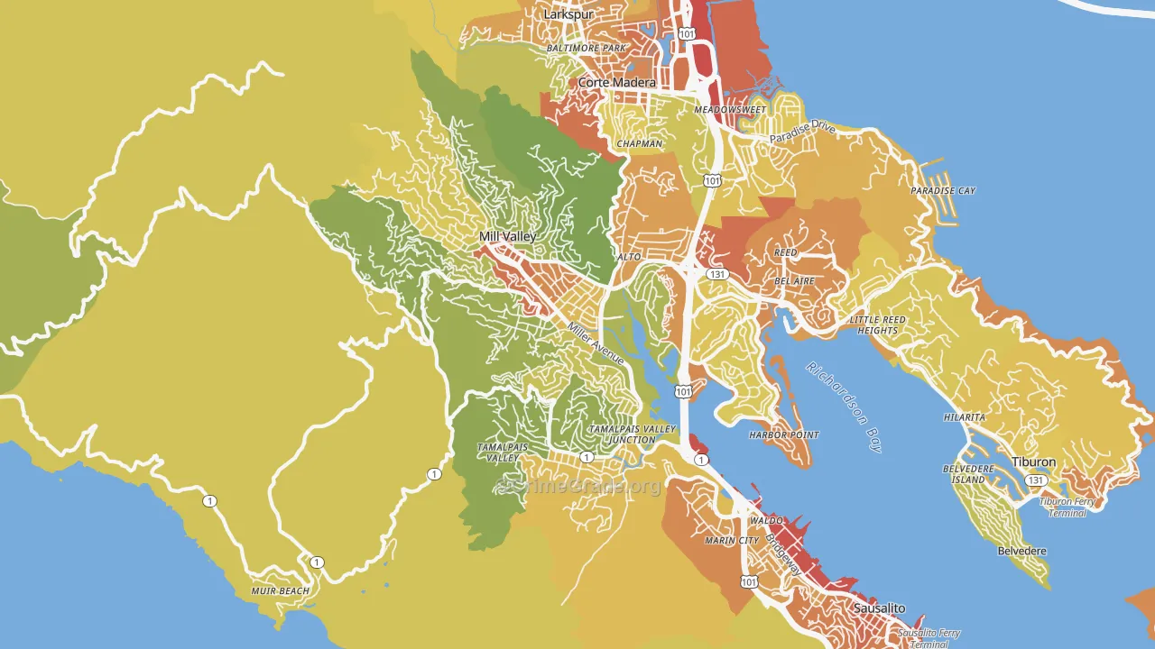 94941, CA Map of Vehicle Theft Rates