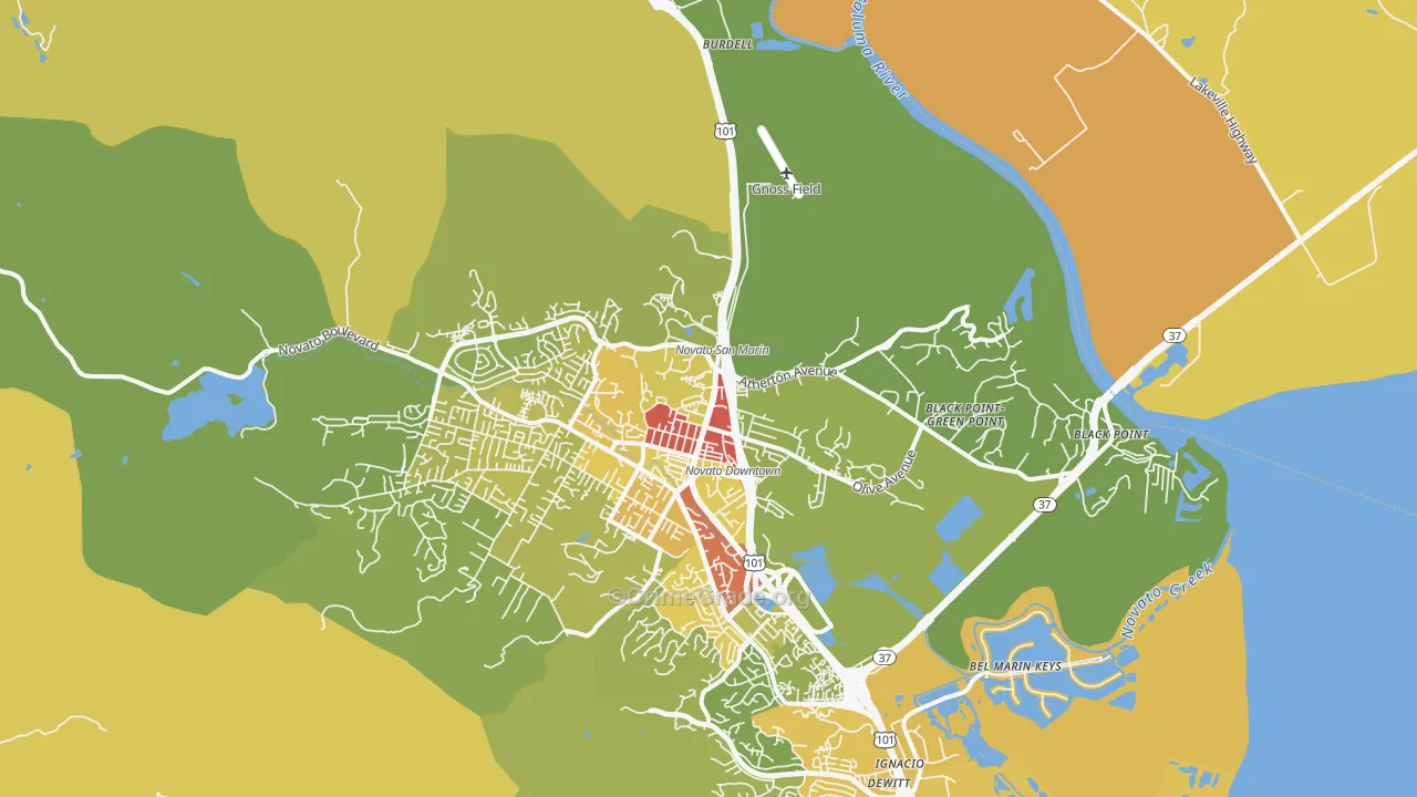 94945, CA Map of Vehicle Theft Rates
