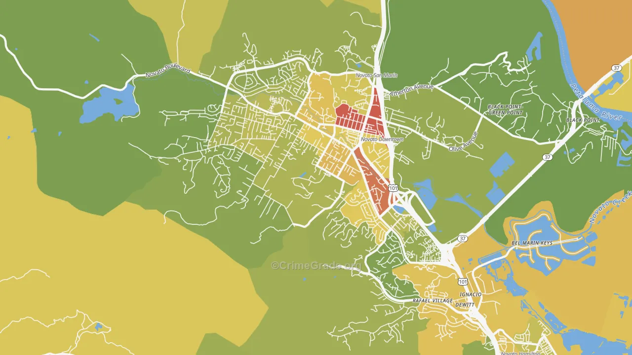 94947, CA Map of Vehicle Theft Rates