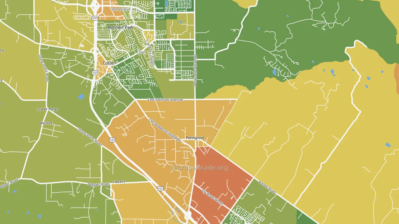 94951, CA Map of Vehicle Theft Rates