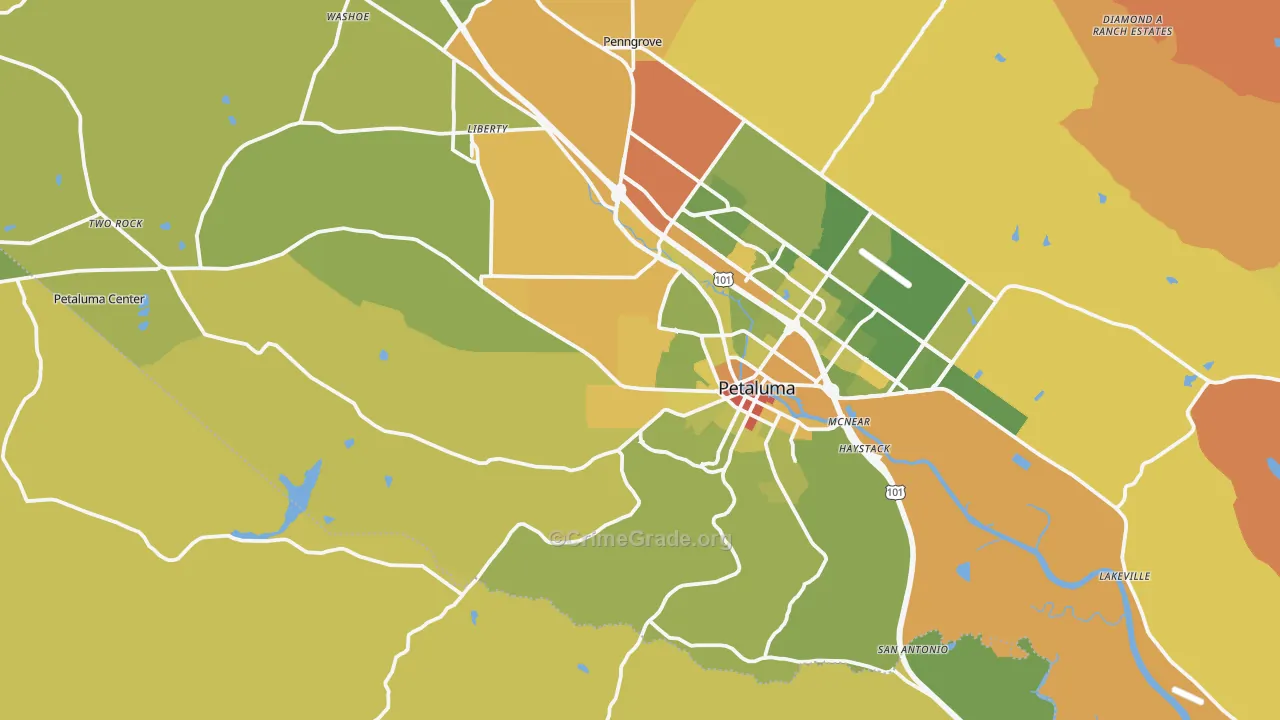 94952, CA Map of Vehicle Theft Rates