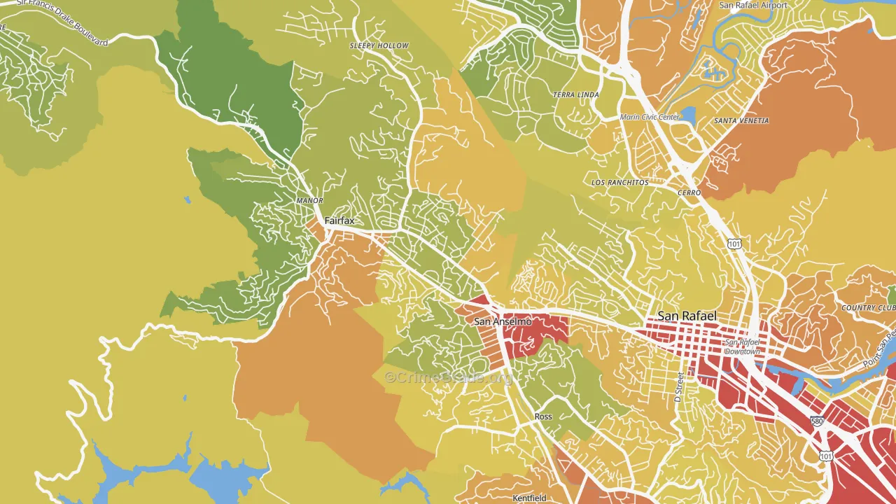 94960, CA Map of Vehicle Theft Rates