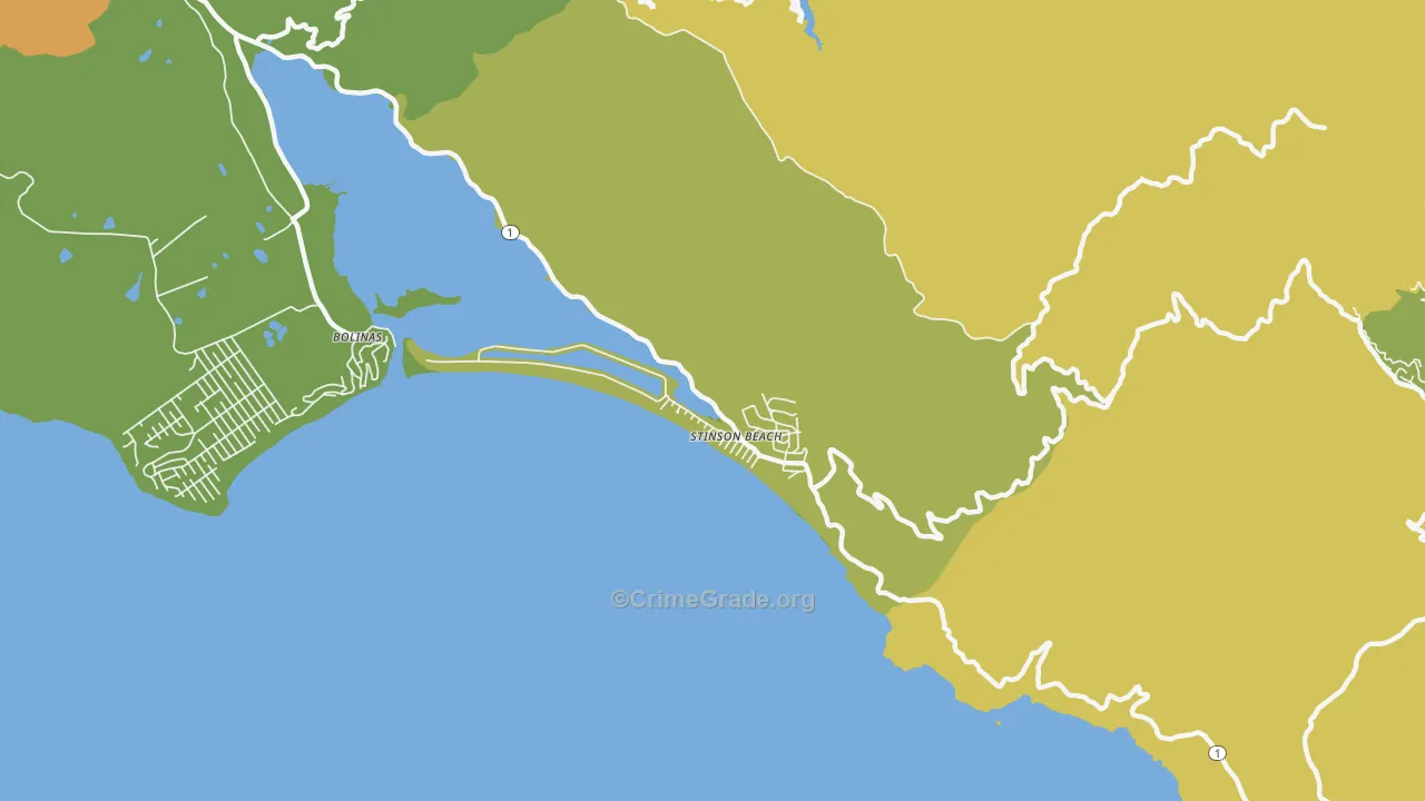 94970, CA Map of Vehicle Theft Rates
