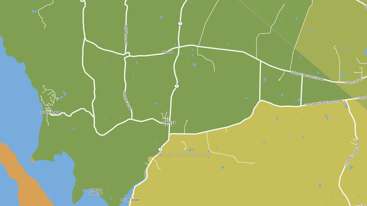 94971, CA Map of Vehicle Theft Rates