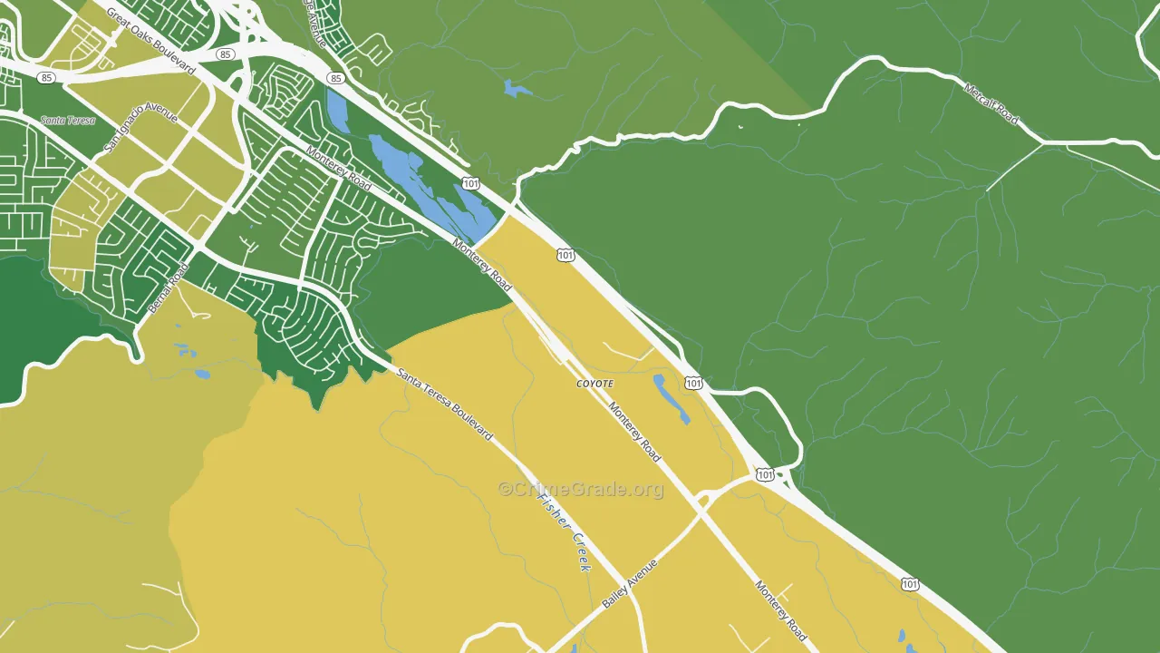 95013, CA Map of Vehicle Theft Rates